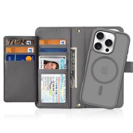 Dux Ducis Etui skórzane do iPhone 16 Pro Max Dux Ducis Lawa z portfelem MagSafe szare