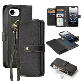 Dux Ducis Etui skórzane do iPhone 16e Dux Ducis Lawa Black z portfelem MagSafe czarne