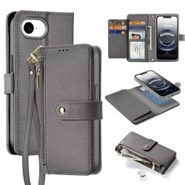 Dux Ducis Etui skórzane do iPhone 16e Dux Ducis Lawa z portfelem MagSafe szare