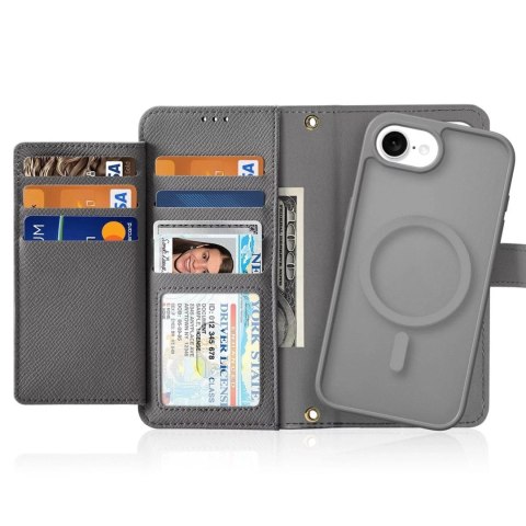 Dux Ducis Etui skórzane do iPhone 16e Dux Ducis Lawa z portfelem MagSafe szare Dux Ducis Etui skórzane do iPhone 16e Dux Ducis Lawa z portfelem MagSafe szare