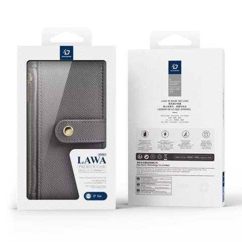 Dux Ducis Etui skórzane do iPhone 16e Dux Ducis Lawa z portfelem MagSafe szare Dux Ducis Etui skórzane do iPhone 16e Dux Ducis Lawa z portfelem MagSafe szare