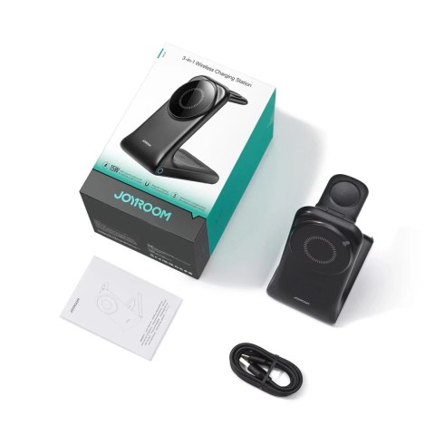 Joyroom Ładowarka bezprzewodowa Joyroom 15W 3w1 stacja ładująca z MagSafe - czarna Joyroom Ładowarka bezprzewodowa Joyroom 15W 3w1 stacja ładująca z MagSafe - czarna