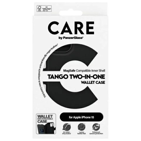 PanzerGlass Etui do iPhone 15 CARE by PanzerGlass Tango Wallet 2w1 6,1" Czarny PanzerGlass Etui do iPhone 15 CARE by PanzerGlass Tango Wallet 2w1 6,1" Czarny