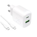 Puro Ładowarka sieciowa Puro PROLITE 25W USB-A/USB-C + kabel USB-C 1.2m - biała