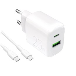 Puro Ładowarka sieciowa Puro PROLITE 25W USB-A/USB-C + kabel USB-C 1.2m - biała