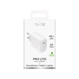 Puro Ładowarka sieciowa Puro PROLITE 45W USB-C biała szybkie ładowanie PD