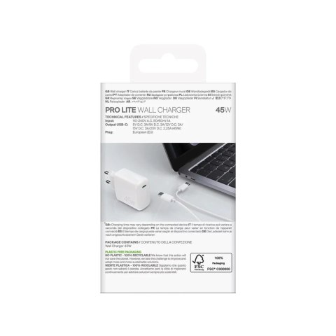 Puro Ładowarka sieciowa Puro PROLITE 45W USB-C biała szybkie ładowanie PD Puro Ładowarka sieciowa Puro PROLITE 45W USB-C biała szybkie ładowanie PD
