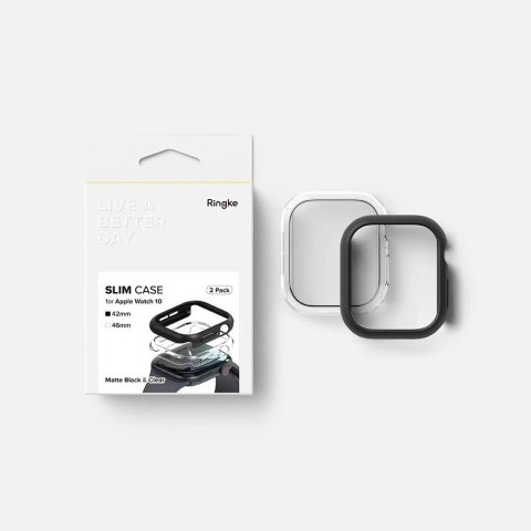 Ringke 2x ETUI DO APPLE WATCH 10 (42MM) PRZEZROCZYSTE & CZARNE RINGKE SLIM 2-PACK Ringke 2x ETUI DO APPLE WATCH 10 (42MM) PRZEZROCZYSTE & CZARNE RINGKE SLIM 2-PACK