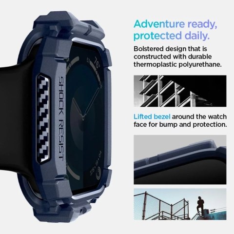 Spigen ETUI DO APPLE WATCH 10 (46MM) GRANATOWE NAVY BLUE SPIGEN RUGGED ARMOR Spigen ETUI DO APPLE WATCH 10 (46MM) GRANATOWE NAVY BLUE SPIGEN RUGGED ARMOR