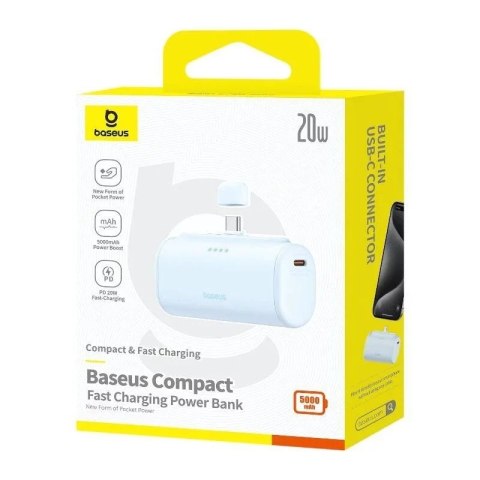 Baseus Powerbank Baseus Compact 5000mAh 20W USB-C Mini Szybkie Ładowanie Niebieski Baseus Powerbank Baseus Compact 5000mAh 20W USB-C Mini Szybkie Ładowanie Niebieski