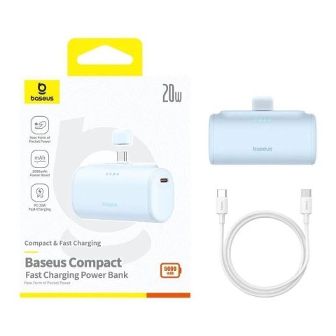 Baseus Powerbank Baseus Compact 5000mAh 20W USB-C Mini Szybkie Ładowanie Niebieski Baseus Powerbank Baseus Compact 5000mAh 20W USB-C Mini Szybkie Ładowanie Niebieski