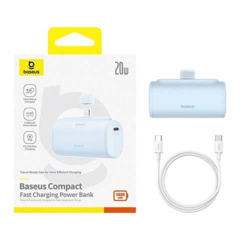 Baseus Powerbank Baseus Compact IP 5000mAh 20W Lightning + USB-C Niebieski Baseus Powerbank Baseus Compact IP 5000mAh 20W Lightning + USB-C Niebieski