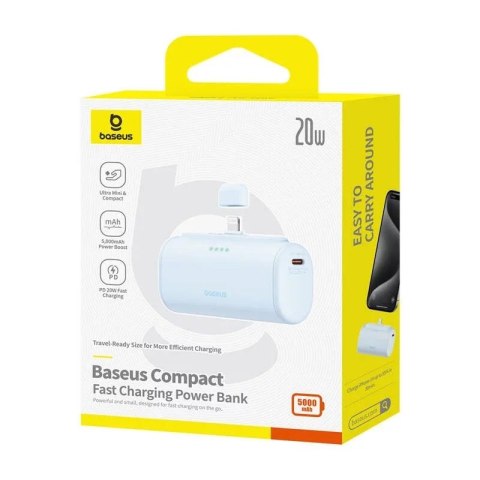 Baseus Powerbank Baseus Compact IP 5000mAh 20W Lightning + USB-C Niebieski Baseus Powerbank Baseus Compact IP 5000mAh 20W Lightning + USB-C Niebieski