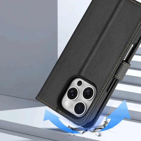 Dux Ducis Etui ochronne do iPhone 16 Pro Dux Ducis Lawa skórzane MagSafe portfel czarne Dux Ducis Etui ochronne do iPhone 16 Pro Dux Ducis Lawa skórzane MagSafe portfel czarne
