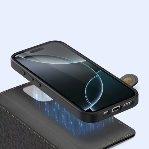Dux Ducis Etui ochronne do iPhone 16 Pro Dux Ducis Lawa skórzane MagSafe portfel czarne Dux Ducis Etui ochronne do iPhone 16 Pro Dux Ducis Lawa skórzane MagSafe portfel czarne