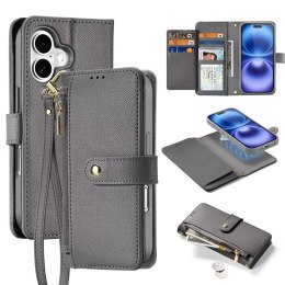 Dux Ducis Etui skórzane do iPhone 16 MagSafe Dux Ducis Lawa + portfel - szare