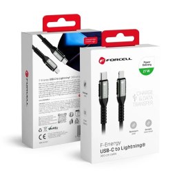 Forcell Kabel USB-C 27W 2m Forcell Lightning PD Nylon LAPTOP PC SMARTFON