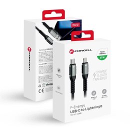 Forcell Kabel USB-C do Lightning 27W 1,2m Nylon Forcell Aluminiowy iPhone iPad