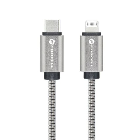 Forcell Kabel USB-C do Lightning 27W 1m Forcell Stalowy PD iPhone iPad Forcell Kabel USB-C do Lightning 27W 1m Forcell Stalowy PD iPhone iPad