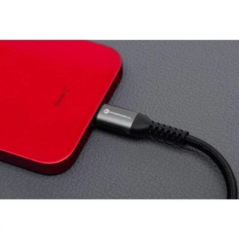 Forcell Kabel USB-C do Lightning 27W 3m Nylon PD Forcell Aluminiowy Czarny Forcell Kabel USB-C do Lightning 27W 3m Nylon PD Forcell Aluminiowy Czarny