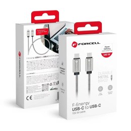 Forcell Kabel USB-C do USB-C 100W 1m Forcell Stalowy QC 4.0 PD E-Mark