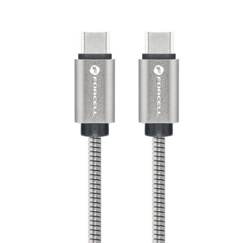 Forcell Kabel USB-C do USB-C 100W 1m Forcell Stalowy QC 4.0 PD E-Mark Forcell Kabel USB-C do USB-C 100W 1m Forcell Stalowy QC 4.0 PD E-Mark