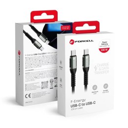 Forcell Kabel USB-C do USB-C Forcell 100W 5A PD QC 4.0 Nylon 2m Laptop Turbo