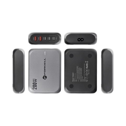 Forcell Ładowarka biurkowa Forcell GaN III 200W 3xUSB-C 2xUSB-A PD QC SFC Forcell Ładowarka biurkowa Forcell GaN III 200W 3xUSB-C 2xUSB-A PD QC SFC