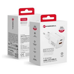 Forcell Ładowarka sieciowa Forcell Mini GaN III 30W PD QC4.0 USB-C+USB-A