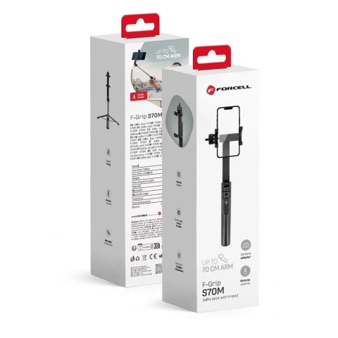 Forcell Selfie Stick Forcell F-GRIP S70M Statyw Bluetooth 70cm Pilot 360° Forcell Selfie Stick Forcell F-GRIP S70M Statyw Bluetooth 70cm Pilot 360°