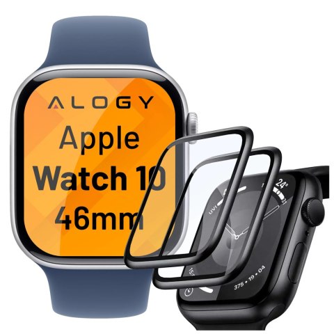Alogy Szkło Hybrydowe do Apple Watch 10 46mm Alogy 3D Glass z czarną ramką Alogy Szkło Hybrydowe do Apple Watch 10 46mm Alogy 3D Glass z czarną ramką