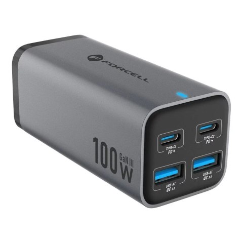 Forcell Ładowarka biurkowa Forcell GaN III 100W 2xUSB-C 2xUSB-A PD QC SFC Forcell Ładowarka biurkowa Forcell GaN III 100W 2xUSB-C 2xUSB-A PD QC SFC