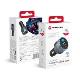 Forcell Ładowarka samochodowa Forcell 65W 2xUSB-C + USB-A Szybkie Ładowanie