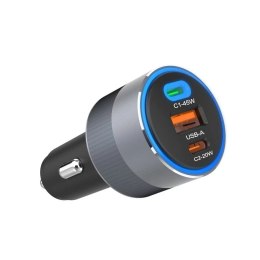 Forcell Ładowarka samochodowa Forcell 65W 2xUSB-C + USB-A Szybkie Ładowanie