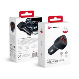 Forcell Ładowarka samochodowa Forcell Carbon QC 3.0 2xUSB 36W Czarna