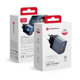 Forcell Ładowarka sieciowa Forcell GaN 45W USB-C + USB-A PD QC SFC Szara