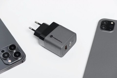 Forcell Ładowarka sieciowa Forcell GaN 45W USB-C + USB-A PD QC SFC Szara Forcell Ładowarka sieciowa Forcell GaN 45W USB-C + USB-A PD QC SFC Szara