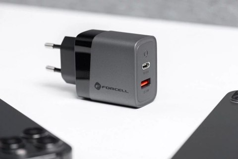 Forcell Ładowarka sieciowa Forcell GaN 45W USB-C + USB-A PD QC SFC Szara Forcell Ładowarka sieciowa Forcell GaN 45W USB-C + USB-A PD QC SFC Szara