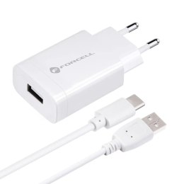 Forcell Ładowarka sieciowa Forcell QC 3.0 USB-C 18W + Kabel 1.2m Biała