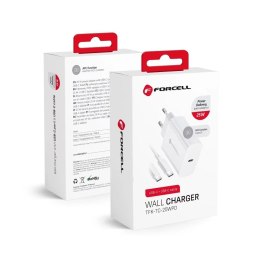 Forcell Szybka Ładowarka Forcell 25W PD QC 4.0 USB-C + kabel USB C do USB C biała
