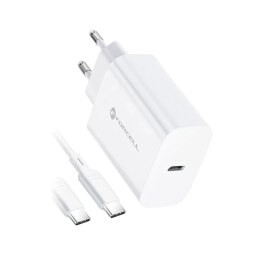 Forcell Szybka Ładowarka Forcell 25W PD QC 4.0 USB-C + kabel USB C do USB C biała
