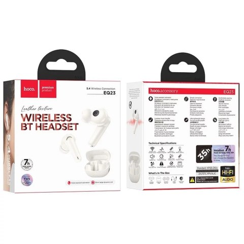 Hoco Słuchawki bezprzewodowe Bluetooth HOCO TWS EQ23 Etui ładujące Białe Hoco Słuchawki bezprzewodowe Bluetooth HOCO TWS EQ23 Etui ładujące Białe
