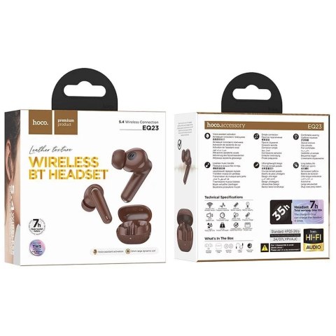 Hoco Słuchawki bezprzewodowe Bluetooth HOCO TWS EQ23 Etui ładujące Brązowe Hoco Słuchawki bezprzewodowe Bluetooth HOCO TWS EQ23 Etui ładujące Brązowe