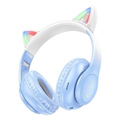 Hoco Słuchawki bezprzewodowe nauszne Bluetooth HOCO W42 Kocie Uszy Błękitny Niebieski