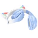 Hoco Słuchawki bezprzewodowe nauszne Bluetooth HOCO W42 Kocie Uszy Błękitny Niebieski