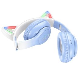 Hoco Słuchawki bezprzewodowe nauszne Bluetooth HOCO W42 Kocie Uszy Błękitny Niebieski