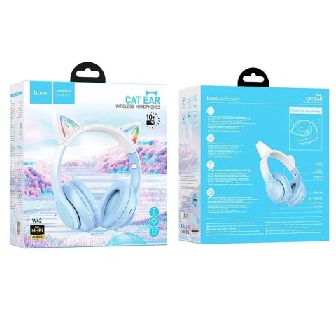 Hoco Słuchawki bezprzewodowe nauszne Bluetooth HOCO W42 Kocie Uszy Błękitny Niebieski Hoco Słuchawki bezprzewodowe nauszne Bluetooth HOCO W42 Kocie Uszy Błękitny Niebieski