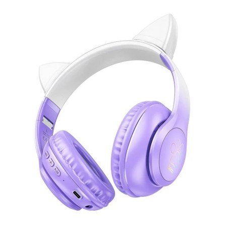 Hoco Słuchawki bezprzewodowe nauszne Bluetooth HOCO W42 Kocie Uszy Fioletowe Winogrona