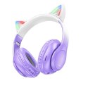 Hoco Słuchawki bezprzewodowe nauszne Bluetooth HOCO W42 Kocie Uszy Fioletowe Winogrona