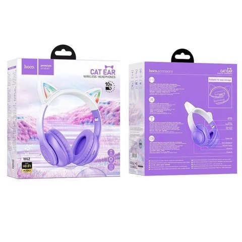 Hoco Słuchawki bezprzewodowe nauszne Bluetooth HOCO W42 Kocie Uszy Fioletowe Winogrona Hoco Słuchawki bezprzewodowe nauszne Bluetooth HOCO W42 Kocie Uszy Fioletowe Winogrona